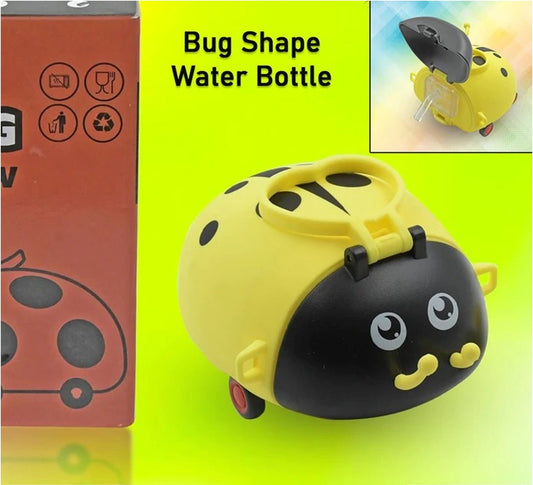 8822 Cute Plastic Bug Shape Water Bottle With Adjustable Shoulder Strap 4 Wheel   Straw Portable Drinking Cup Water Bottle For Kids  Water Bottle  Return Gift For Kids  Water Bottle With Straw  School Kinds Water Bottle (1 Pc)